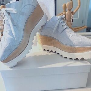 Stella McCartney Elyse Denim Stars Platform Brogues